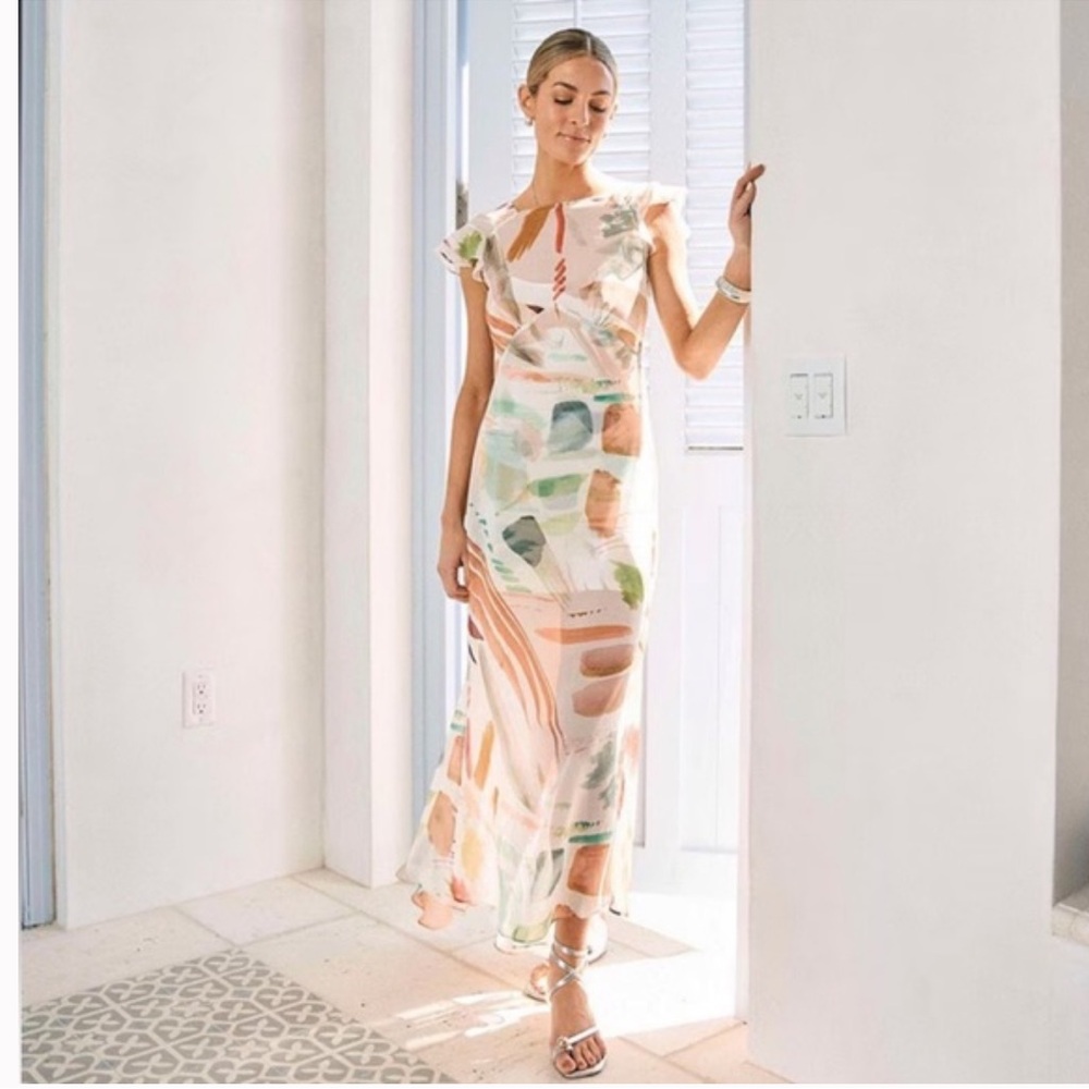 NWT Antonio Melani x M.G. Style Mal Paint Streak Maxi Dress Sz 6 - Picture 1 of 11